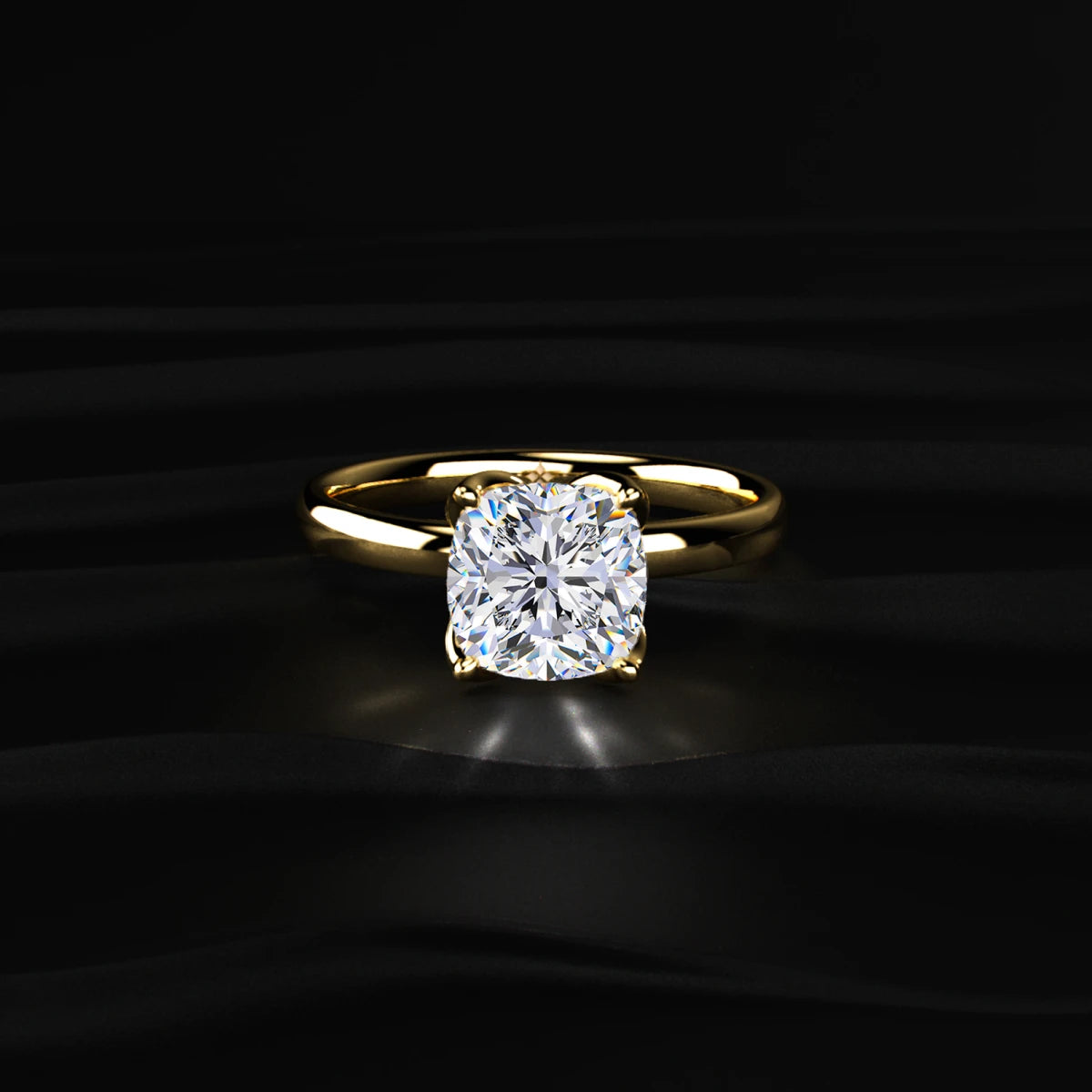 Cushion Solitaire Floral Prong Ring | Earthly jewels