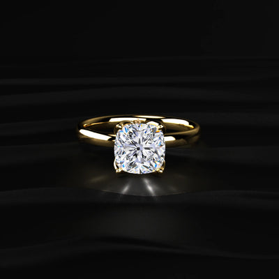 Cushion Solitaire Floral Prong Ring | Earthly jewels