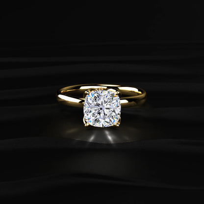 Cushion Solitaire Floral Prong Ring | Earthly jewels