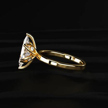Marquise Solitaire Floral Prong Ring
