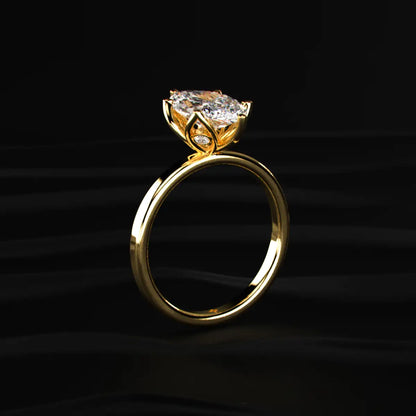 Marquise Solitaire Floral Prong Ring
