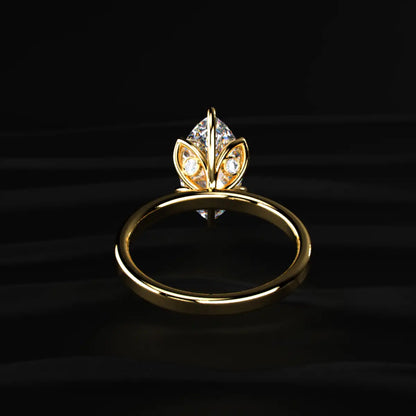 Marquise Solitaire Floral Prong Ring