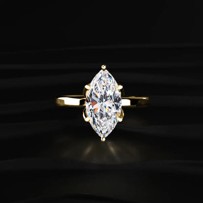 Marquise Solitaire Floral Prong Ring