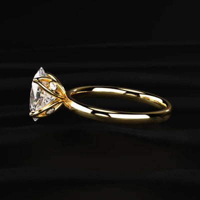 Oval Solitaire Floral Prong Ring | Earthly Jewels