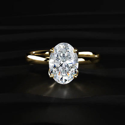 Oval Solitaire Floral Prong Ring