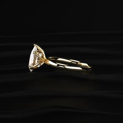 Pear Solitaire Floral Prong Ring | Earthly Jewels