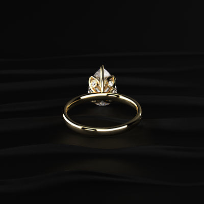 Pear Solitaire Floral Prong Ring | Earthly Jewels