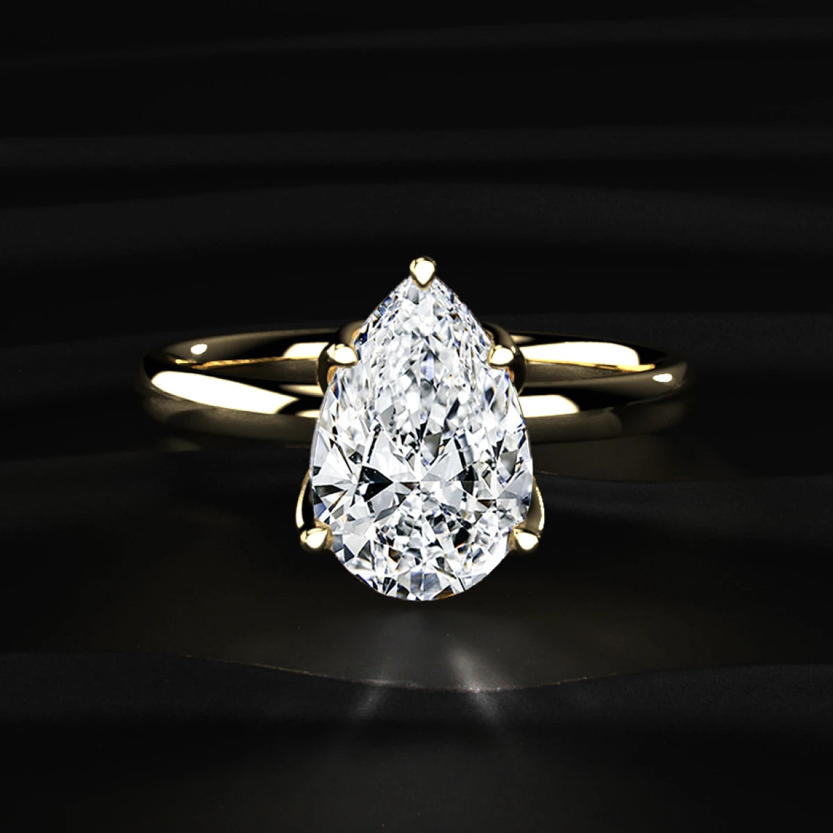 Pear Solitaire Floral Prong Ring | Earthly Jewels