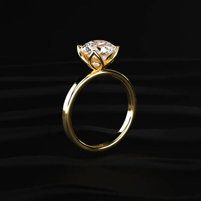 Round Solitaire Floral Prong Ring | Earthly Jewels