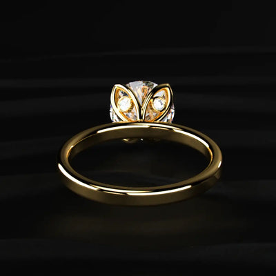 Round Solitaire Floral Prong Ring | Earthly Jewels