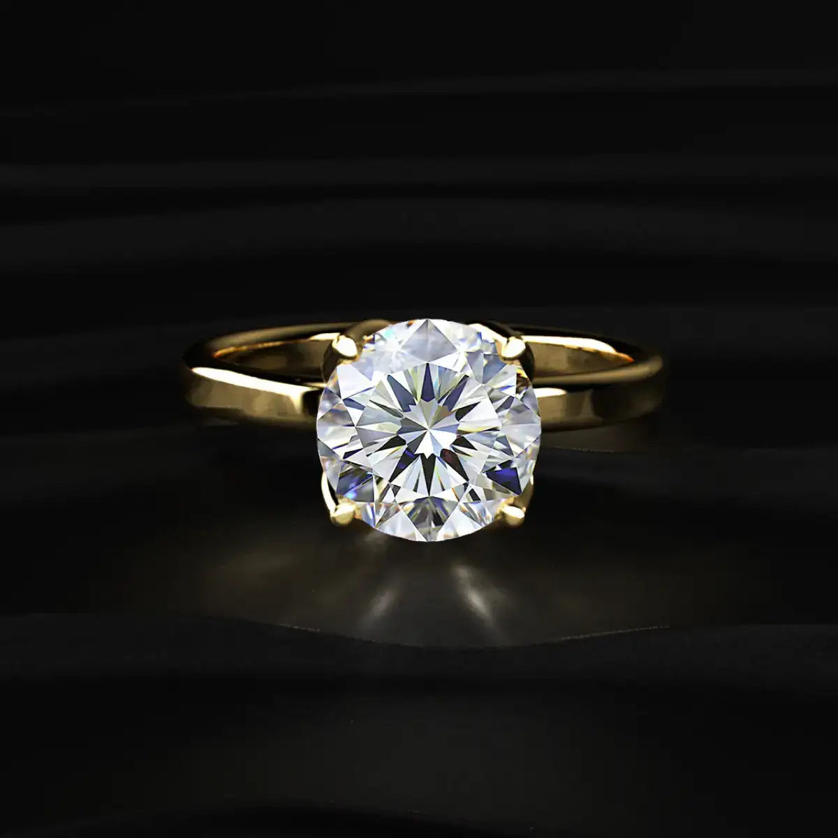 Round Solitaire Floral Prong Ring