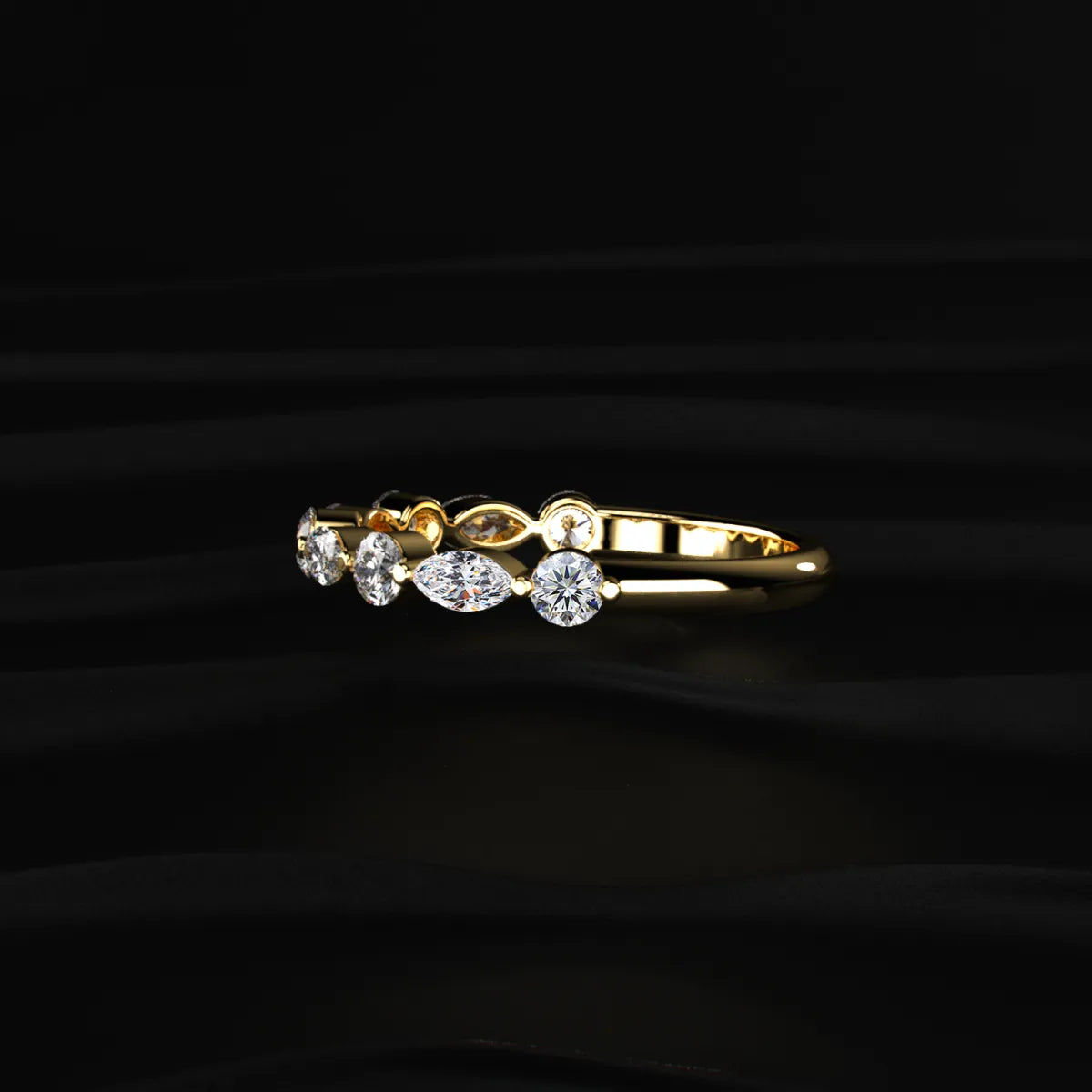 Round And Marquise Shape Diamond Half Eternity Ring | Earthly Jewels