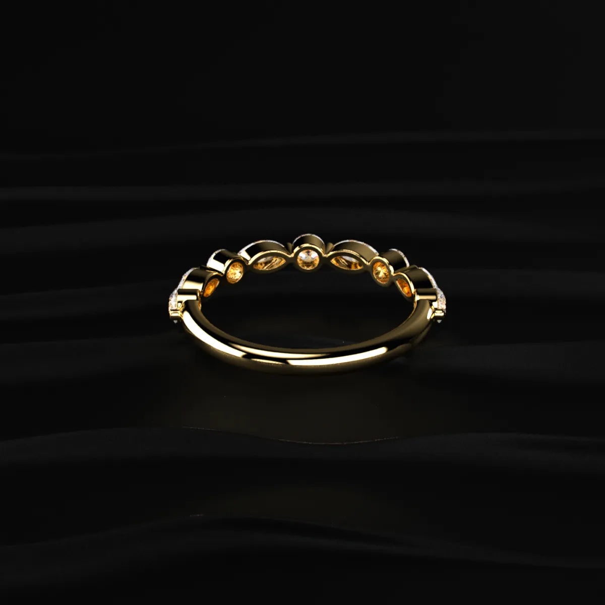Round And Marquise Shape Diamond Half Eternity Ring | Earthly Jewels
