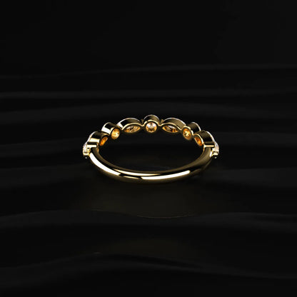 Round And Marquise Shape Diamond Half Eternity Ring | Earthly Jewels