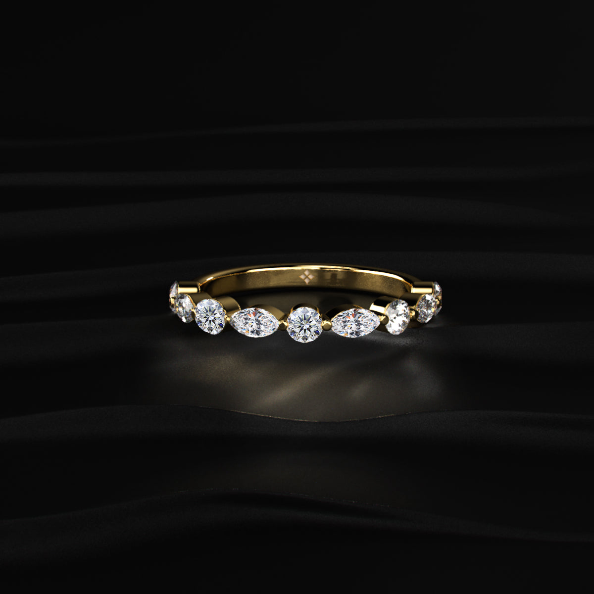 Round And Marquise Shape Diamond Half Eternity Ring