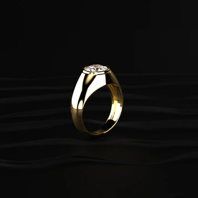 Classic Round Solitaire Flush Setting Ring For Men | Earthly Jewels