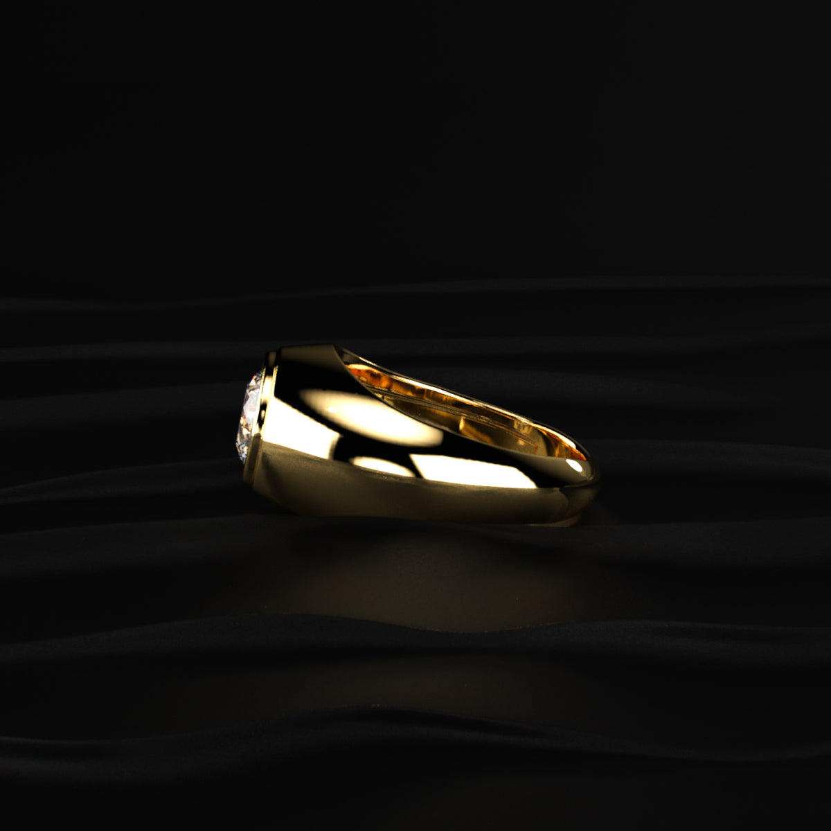 Classic Round Solitaire Flush Setting Ring For Men