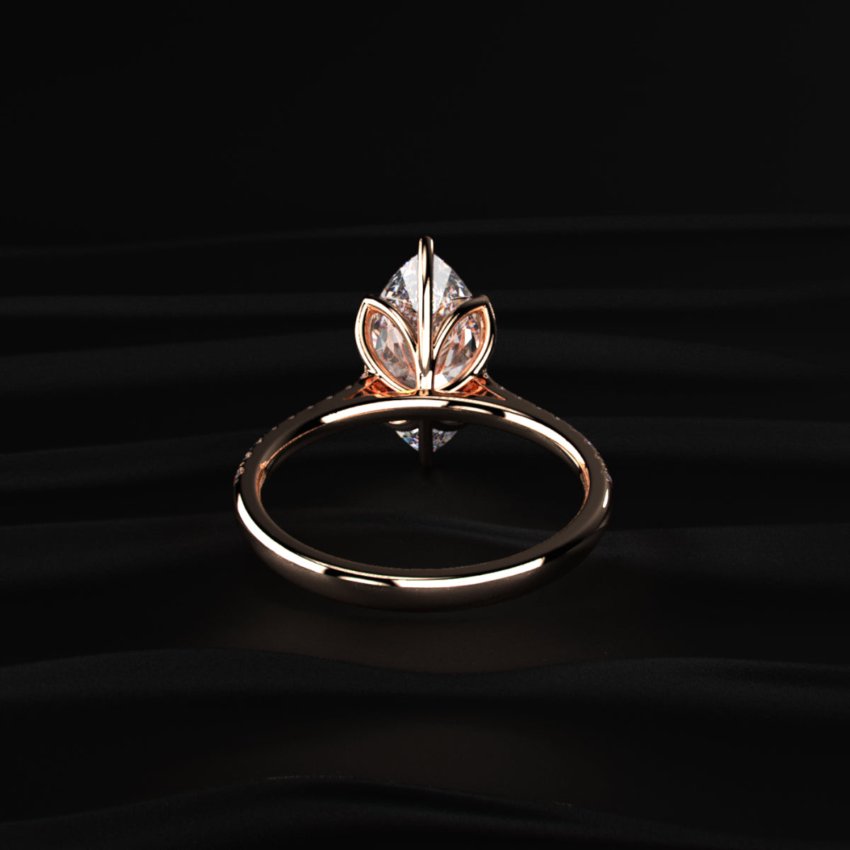 Marquise Solitaire Engagement Ring With Floral Prongs