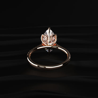 Marquise Solitaire Engagement Ring With Floral Prongs