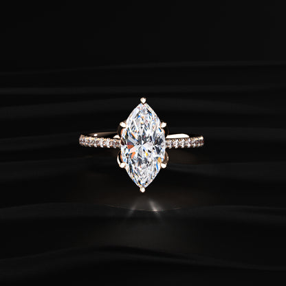 Marquise Solitaire Engagement Ring With Floral Prongs