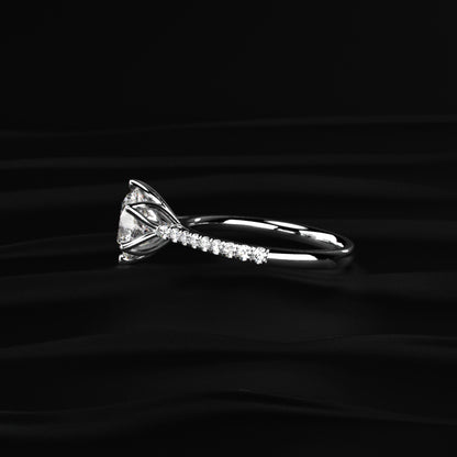 Round Shape Diamond Pave Ring In Tulip Prong Setting