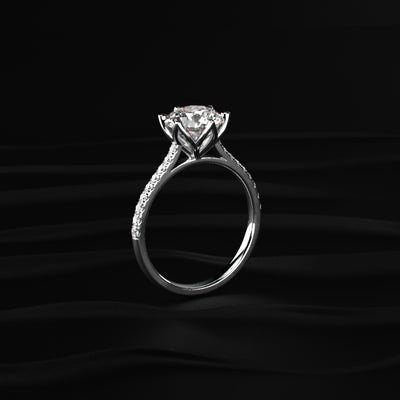 Round Shape Diamond Pave Ring In Tulip Prong Setting | Earthly Jewels