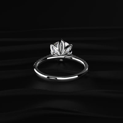 Round Shape Diamond Pave Ring In Tulip Prong Setting | Earthly Jewels