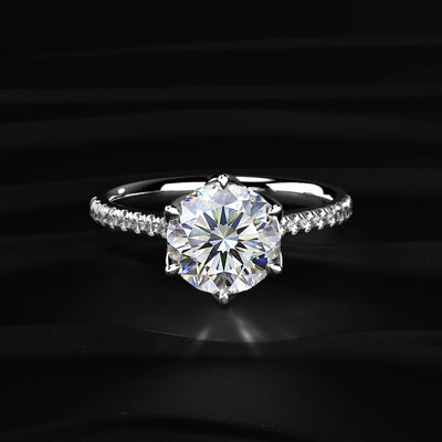 Round Shape Diamond Pave Ring In Tulip Prong Setting | Earthly Jewels