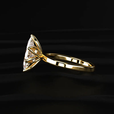 Marquise Solitaire Ring Six Floral Prongs | Earthly Jewels