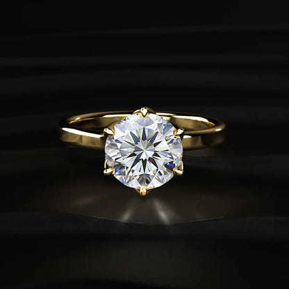 Round Solitaire Engagement Ring With Floral Prongs | Earthly Jewels