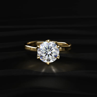 Round Solitaire Engagement Ring With Floral Prongs | Earthly Jewels