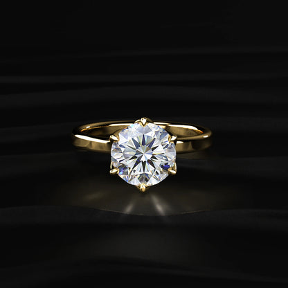 Round Solitaire Engagement Ring With Floral Prongs | Earthly Jewels