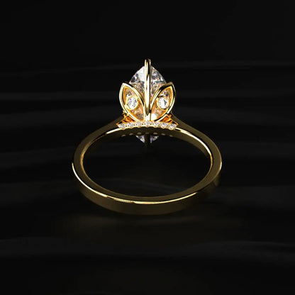 Marquise Solitaire Ring With Cathedral Floral Prong | Earthly Jewels
