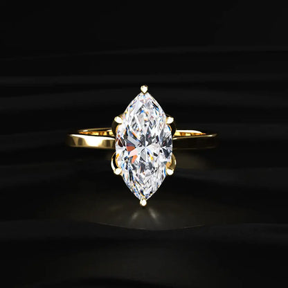Marquise Solitaire Ring With Cathedral Floral Prong | Earthly Jewels