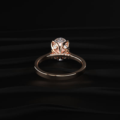 Oval Solitaire Ring With Cathedral Floral Prong | Earthly Jewels