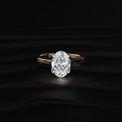 Oval Solitaire Ring With Cathedral Floral Prong | Earthly Jewels