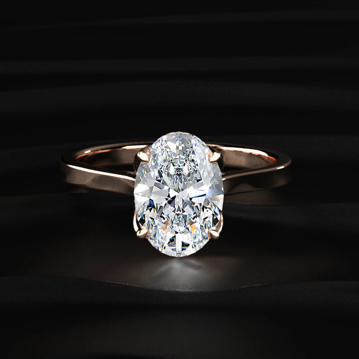 Oval Solitaire Ring With Cathedral Floral Prong | Earthly Jewels