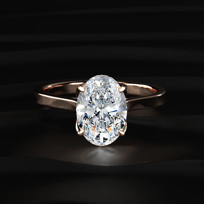 Oval Solitaire Ring With Cathedral Floral Prong | Earthly Jewels