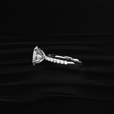 Oval Solitaire Shape Floral Ring With Pave Band | Earthly Jewels
