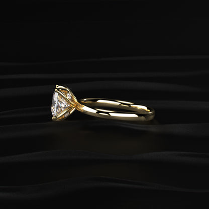 Princess Solitaire Floral Prong Ring