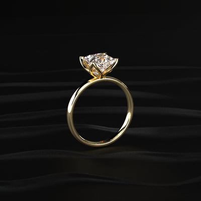 Princess Solitaire Floral Prong Ring | Earthly Jewels