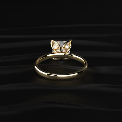 Princess Solitaire Floral Prong Ring