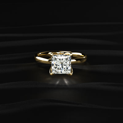 Princess Solitaire Floral Prong Ring | Earthly Jewels