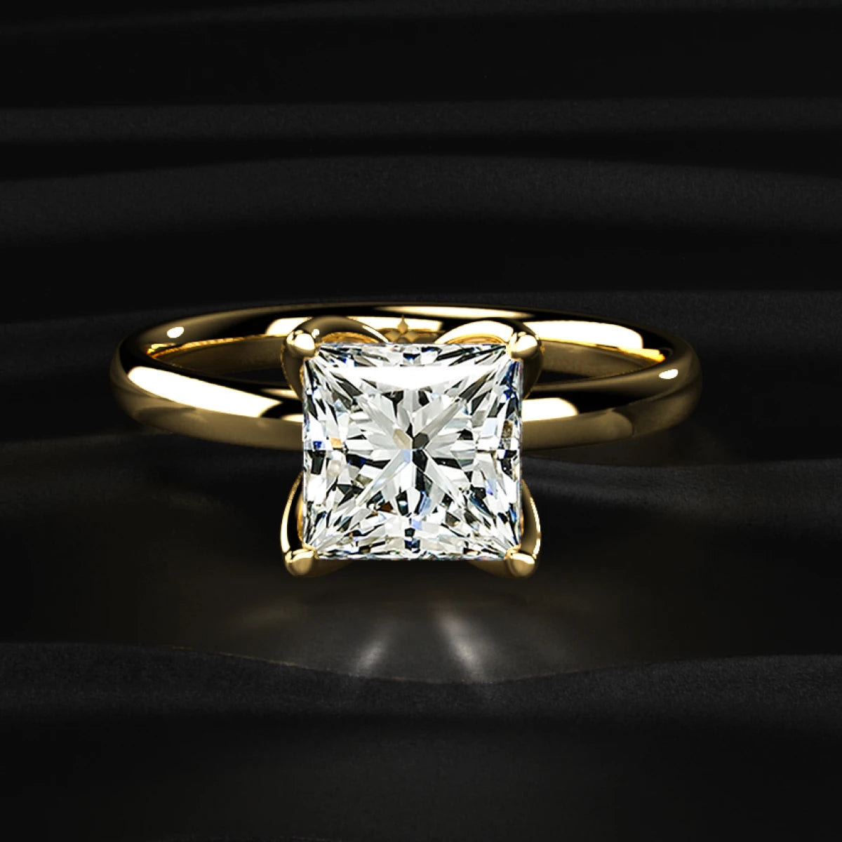 Princess Solitaire Floral Prong Ring | Earthly Jewels