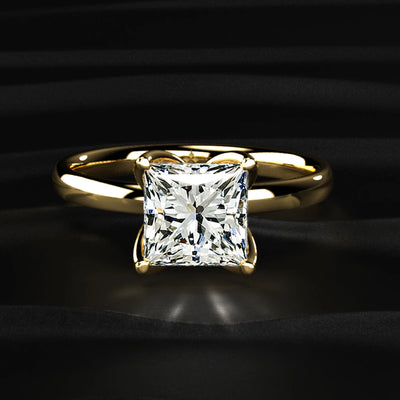 Princess Solitaire Floral Prong Ring | Earthly Jewels