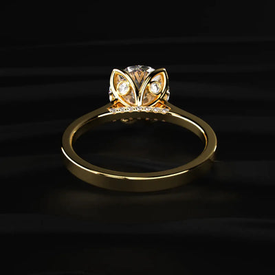 Round Solitaire Ring With Cathedral Floral Prong | Earthly Jewels