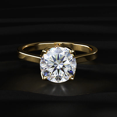 Round Solitaire Ring With Cathedral Floral Prong | Earthly Jewels