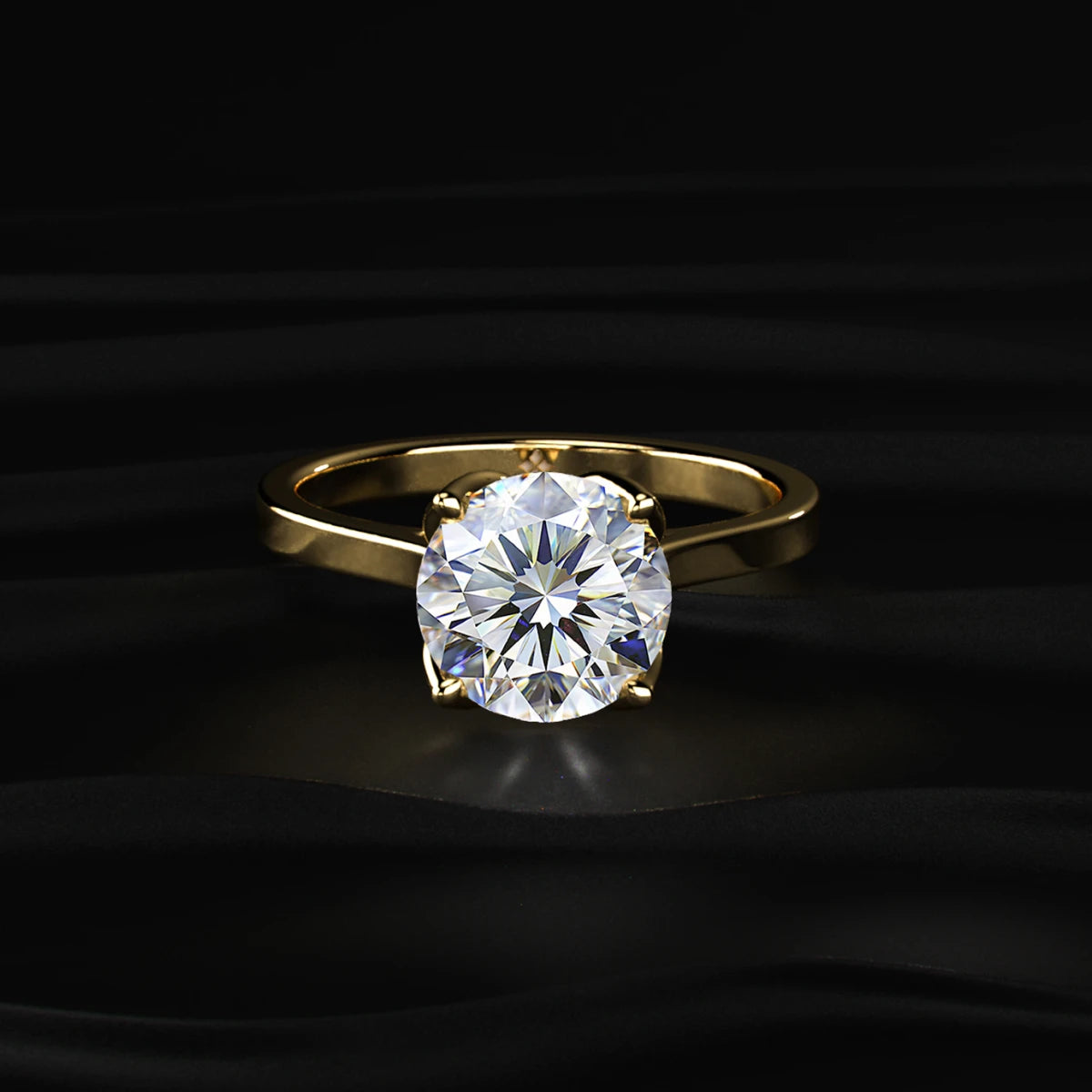 Round Solitaire Ring With Cathedral Floral Prong | Earthly Jewels