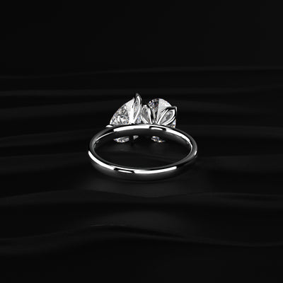 Oval And Pear Solitaire Floral Toi Et Moi Ring | Earthly Jewels