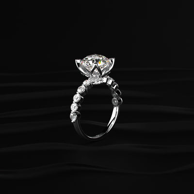 Round Diamond Engagement Ring With Floral Prong | Earthly jewels 